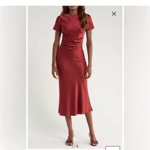 NWT Staud SANGRIA MARCEL STRETCH SILK MIDI DRESS Size 10